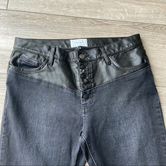 Current Elliott The Fused High Waist Stiletto Jeans Faux-Leather Trim - Picture 5 of 15